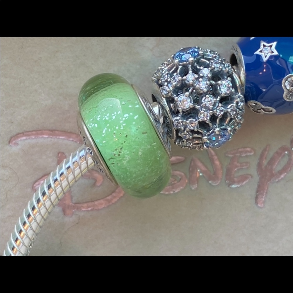 Pandora Disney Green Glitter Charm